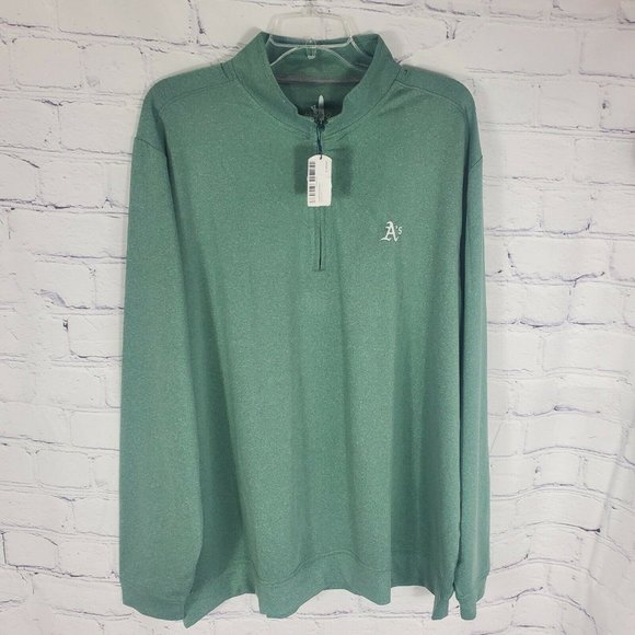 Johnnie O Men's Size XXL Green Oakland Athletic Flex Melange Quarter Zip Jacket - Picture 2 of 11